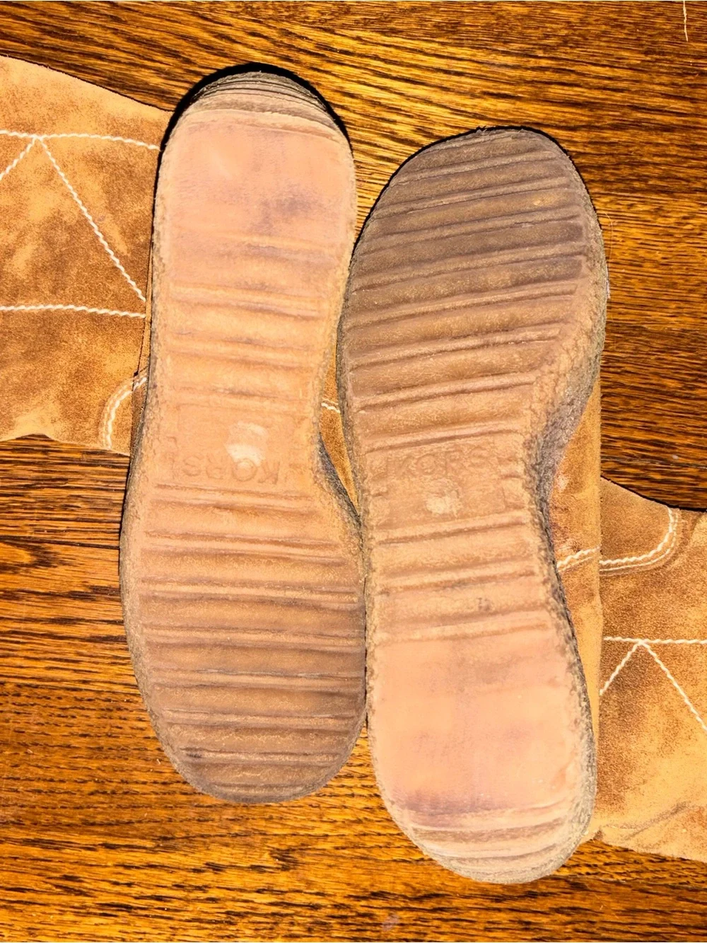 Michael Kors Crosby Vintage Y2K Suede Shearling Wedge 7 Boots Brown Winter Shoes